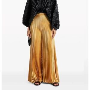 L’IDÉE Bisous Pleated Wide-Leg Trousers Marigold Sz 12 NWT